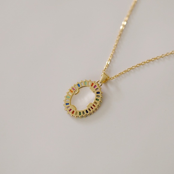 Rainbow Virgin Mary Necklace | 14k Gold Plated - Picture 3 of 6